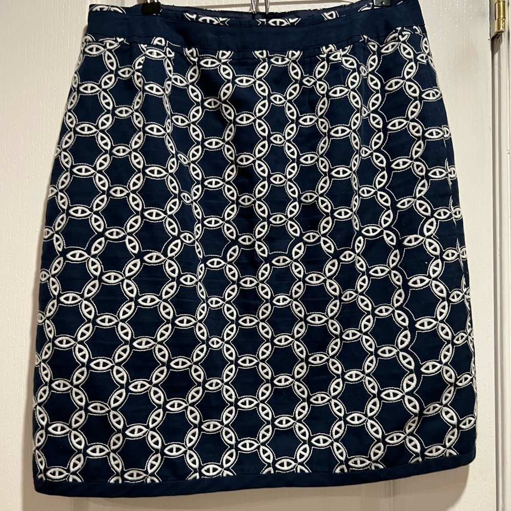 Ann Taylor blue nautical theme/chain link pencil skirt size 8 - Picture 2 of 5